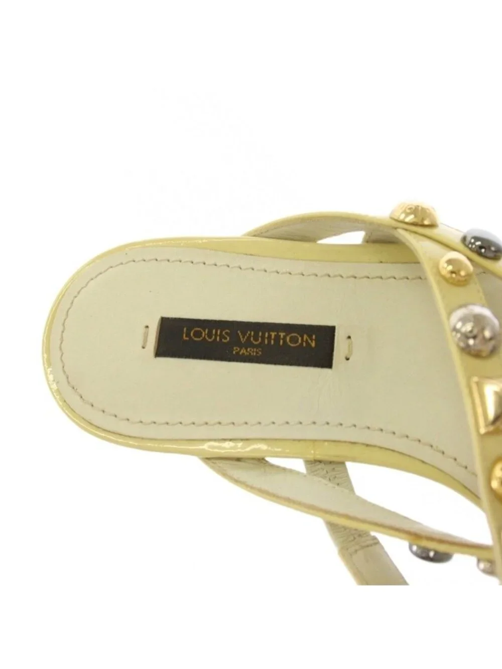 Louis Vuitton Sandals Studs Enamel 35 White Ivory TK